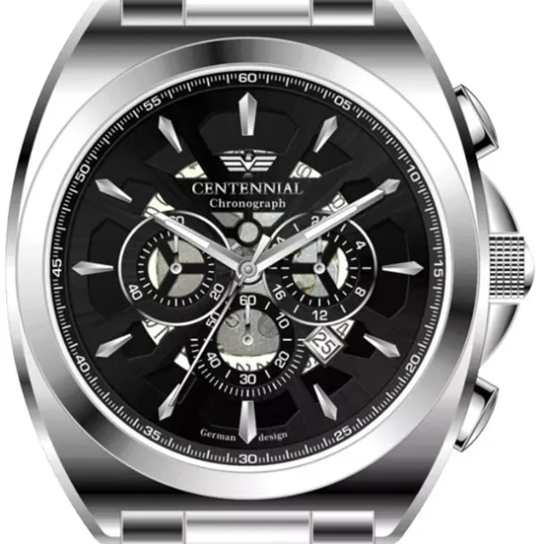 ساعت مردانه سنتنیال سیلور صفحه مشکی مدل 185