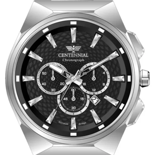 ساعت مردانه سنتنیال سیلور صفحه مشکی مدل 68