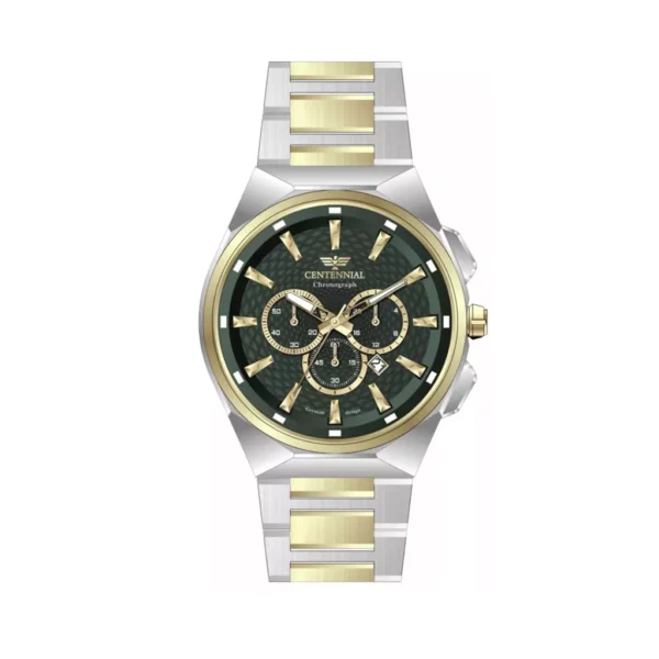ساعت مردانه سنتنیال سیلور طلایی صفحه سبز رفرنس 2254 مدل 86