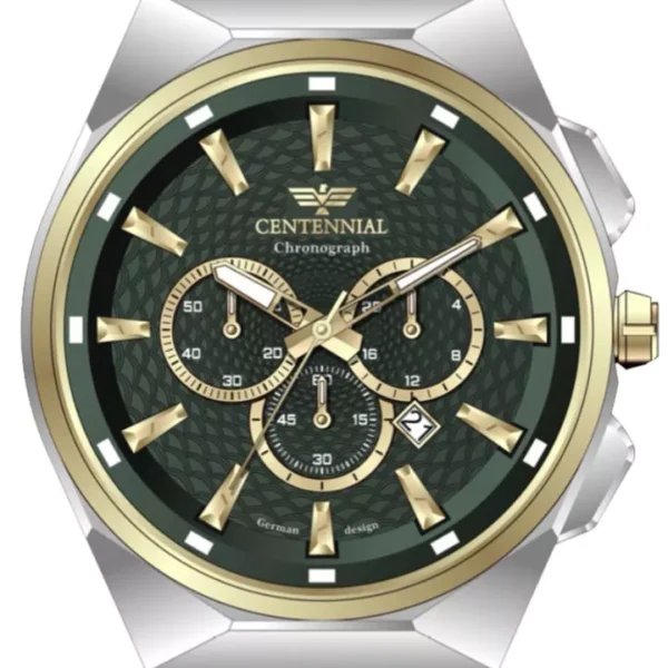 ساعت مردانه سنتنیال سیلور طلایی صفحه سبز مدل 86