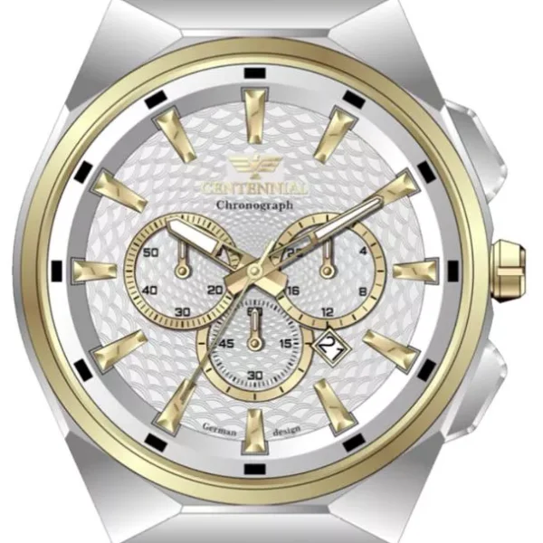 ساعت مردانه سنتنیال سیلور طلایی صفحه سیلور مدل 84