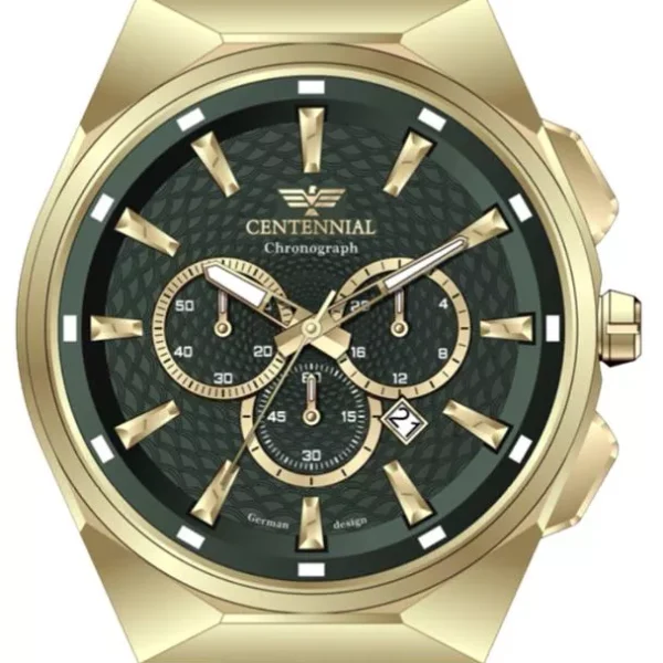 ساعت مردانه سنتنیال طلایی صفحه سبز مدل 77