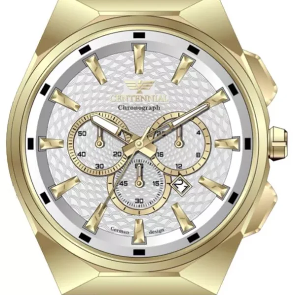 ساعت مردانه سنتنیال طلایی صفحه سیلور مدل 75