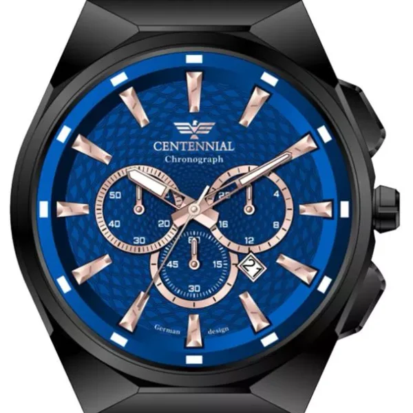 ساعت مردانه سنتنیال مشکی صفحه آبی مدل 88
