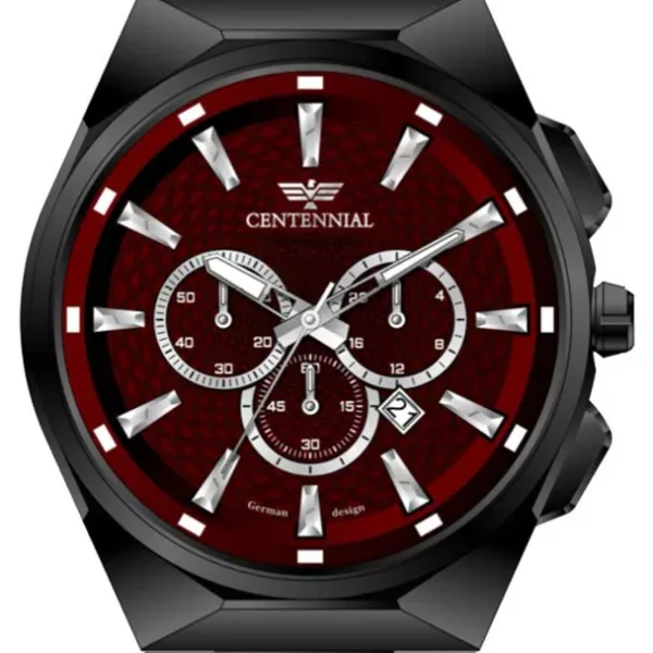 ساعت مردانه سنتنیال مشکی صفحه زرشکی مدل 90