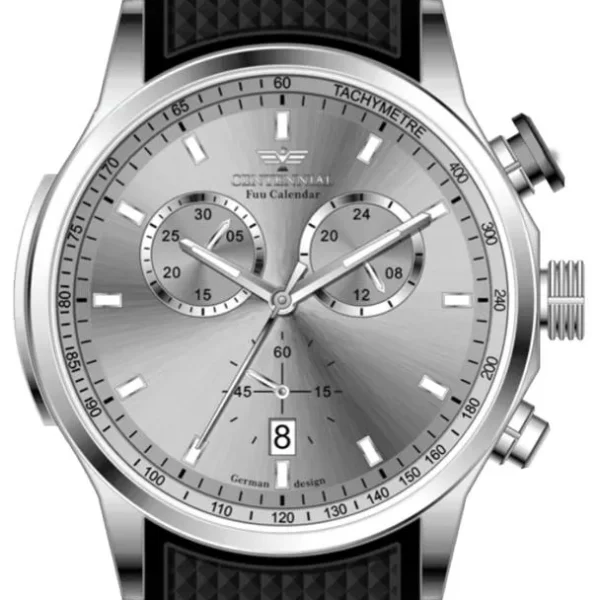 ساعت مردانه سنتنیال مشکی صفحه سیلور مدل 140