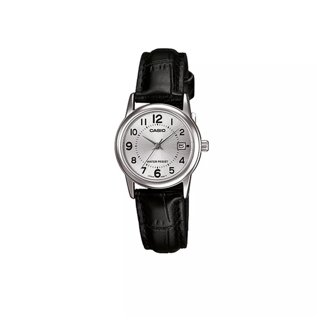 ساعت زنانه گرد بندچرم مشکی کاسیو مدل CASIO-LTP-V002L-7B